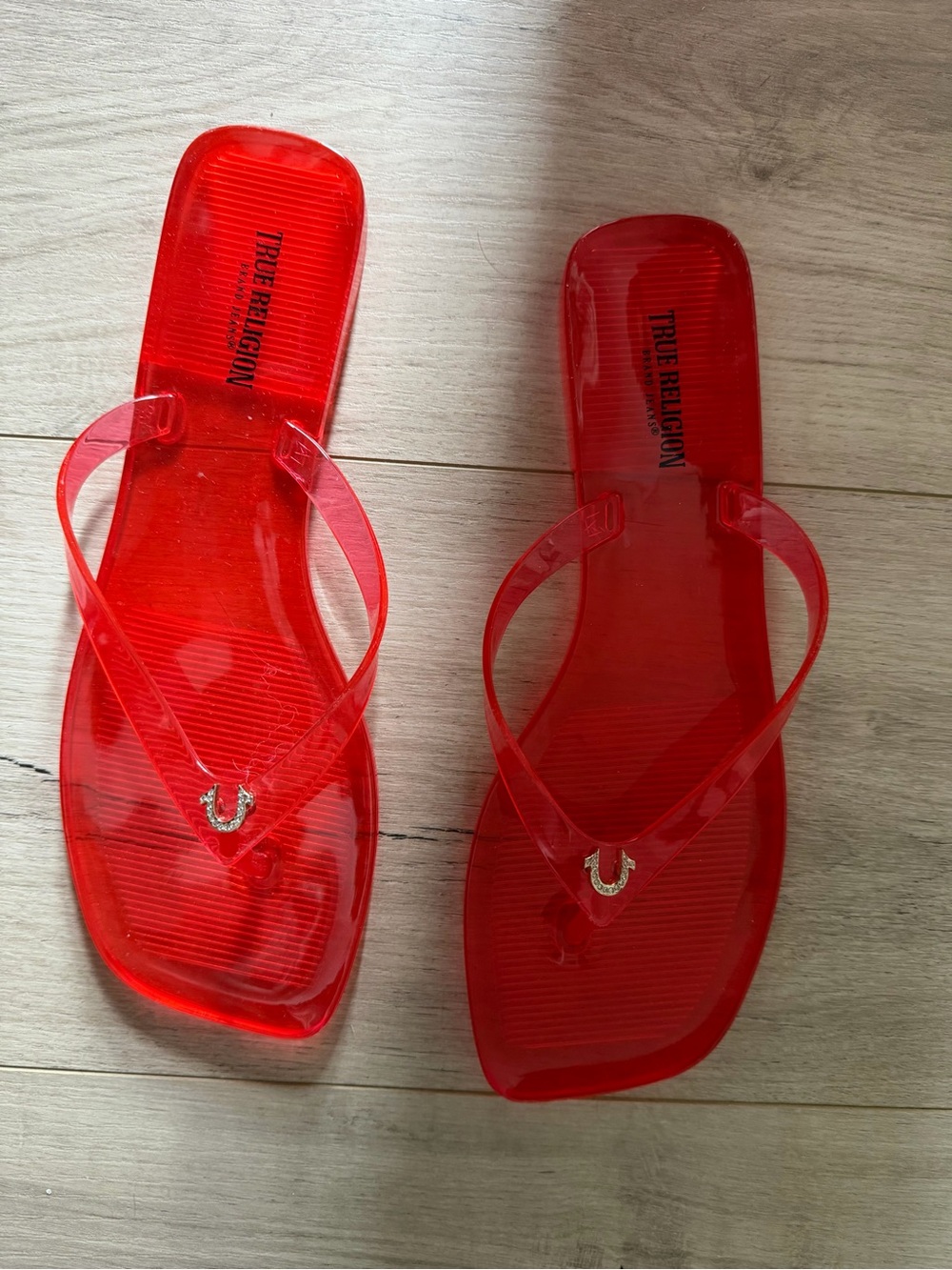 True Religion Women’s Red Jelly Sandal Flip Flops